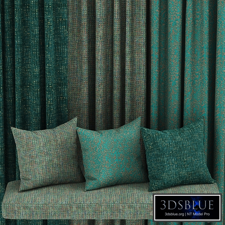 set of fabric materials in green tones3