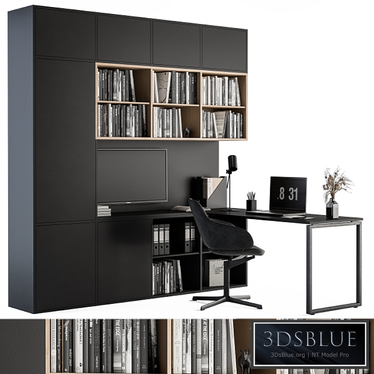 Office Set L Desk With Bookcase