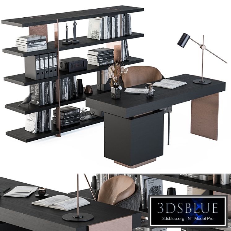 Minotti carson writing table with Rack