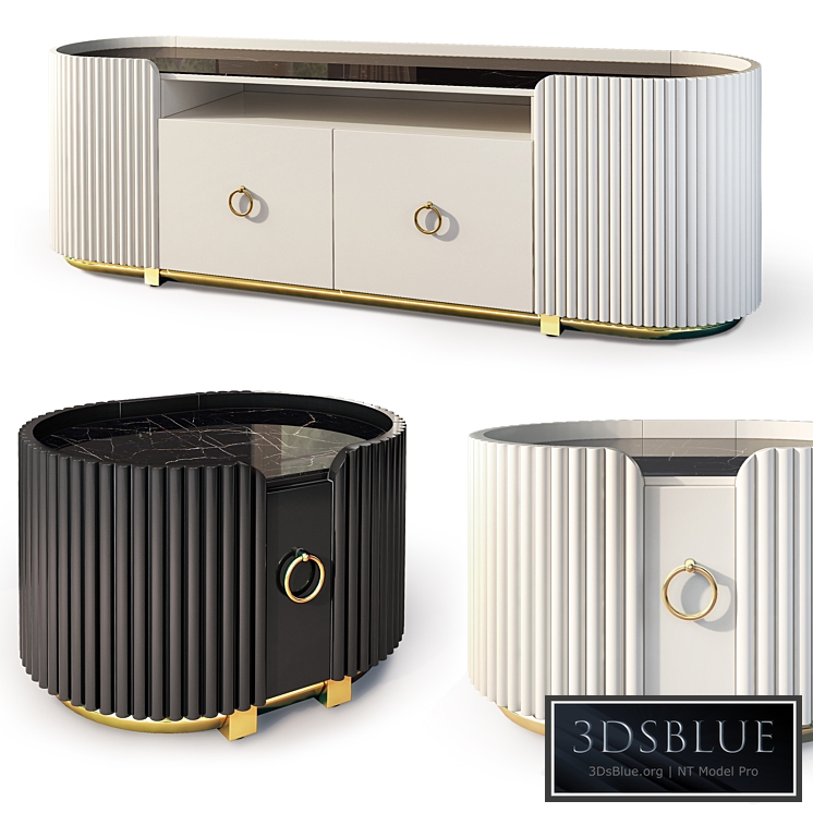 Dumas chest of drawers and bedside table. Nightstand, sideboard by Deprimo