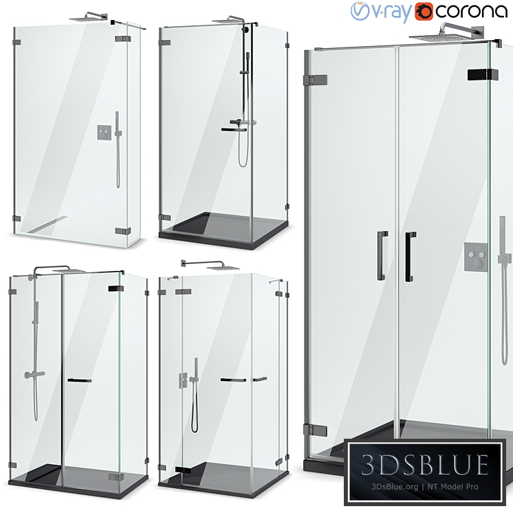 Shower enclosures and doors Radaway | Arta black set 103