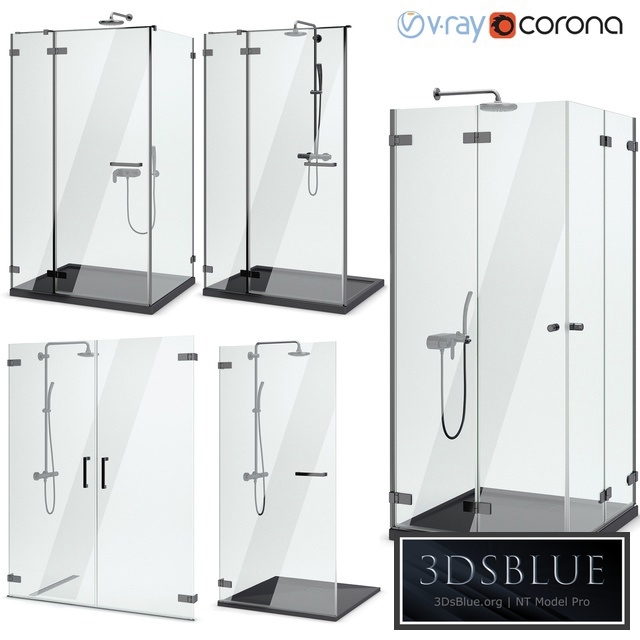 Shower enclosures and doors Radaway | Arta black set 104