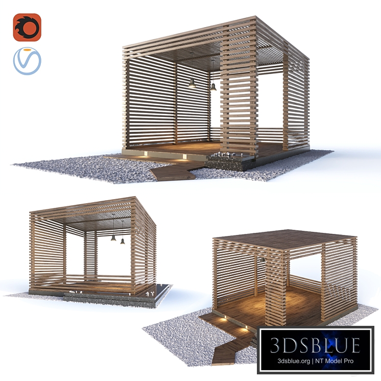 Wooden gazebo in the loft style