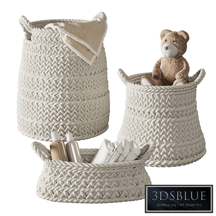 Pottery Barn Ivory Chunky Knit Nursery Storage