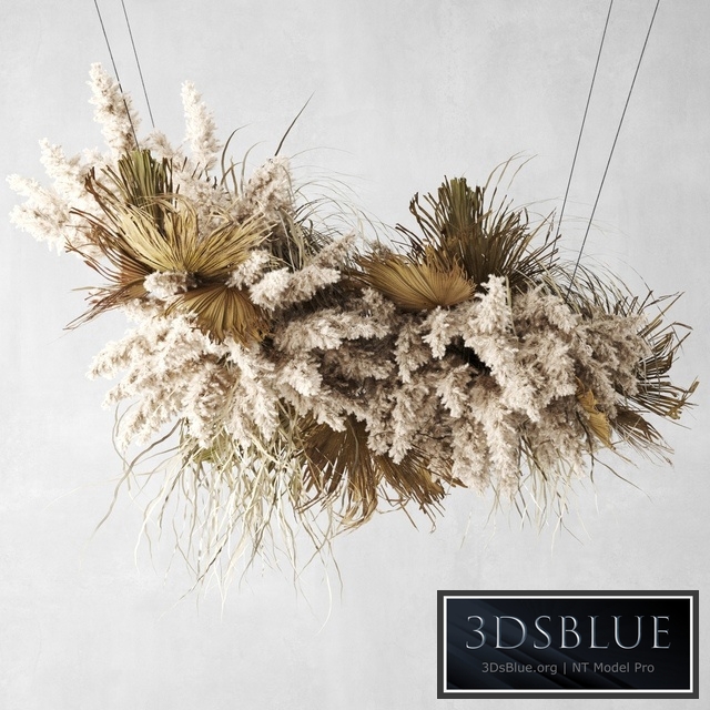 Pendant decor of Pampas grass and dried palm leaves