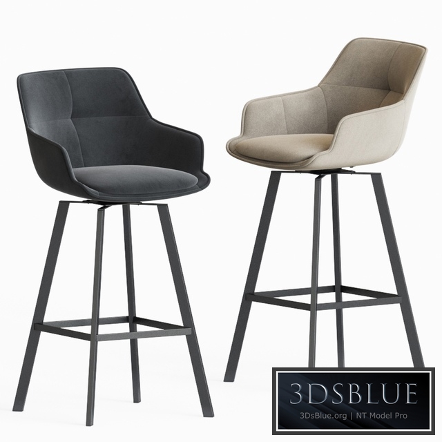 Black Krystoffer Velvet Swivel Bar Stools