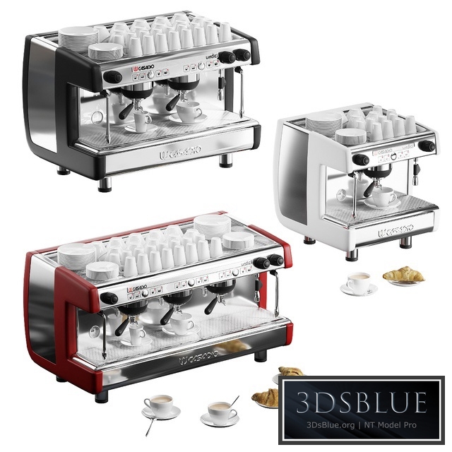 Casadio Undici coffee machines with croissants. 3 models