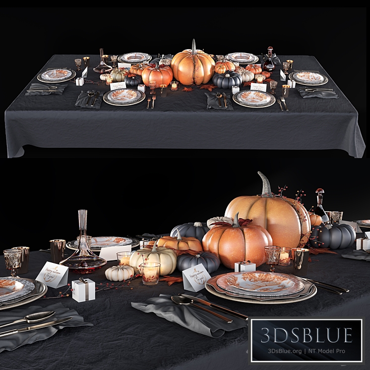 Table set with pumpkins