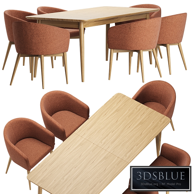 Torino Chair Tate Walnut Extendable Midcentury Dining Table