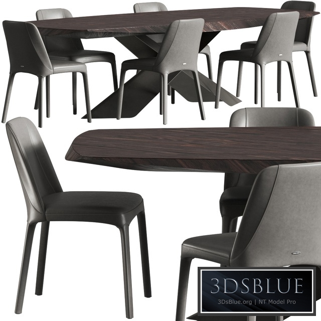 Cattelan Italia Tyron Masterwood and Wilma Chair Dining Set