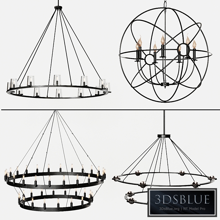 4 type Restoration Hardware Round Chandelier Set 004
