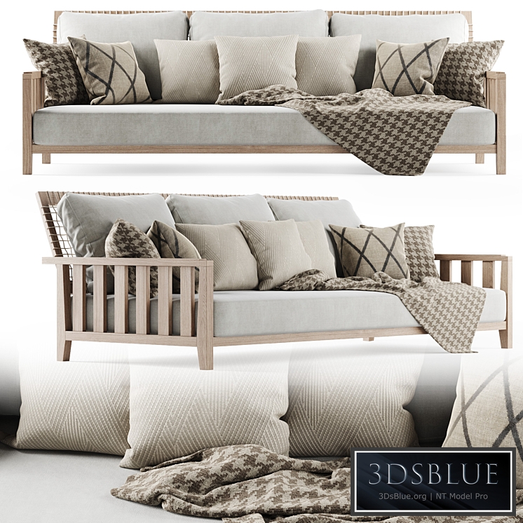 Three-seater garden sofa with plaid / Three-seater garden sofa with plaid