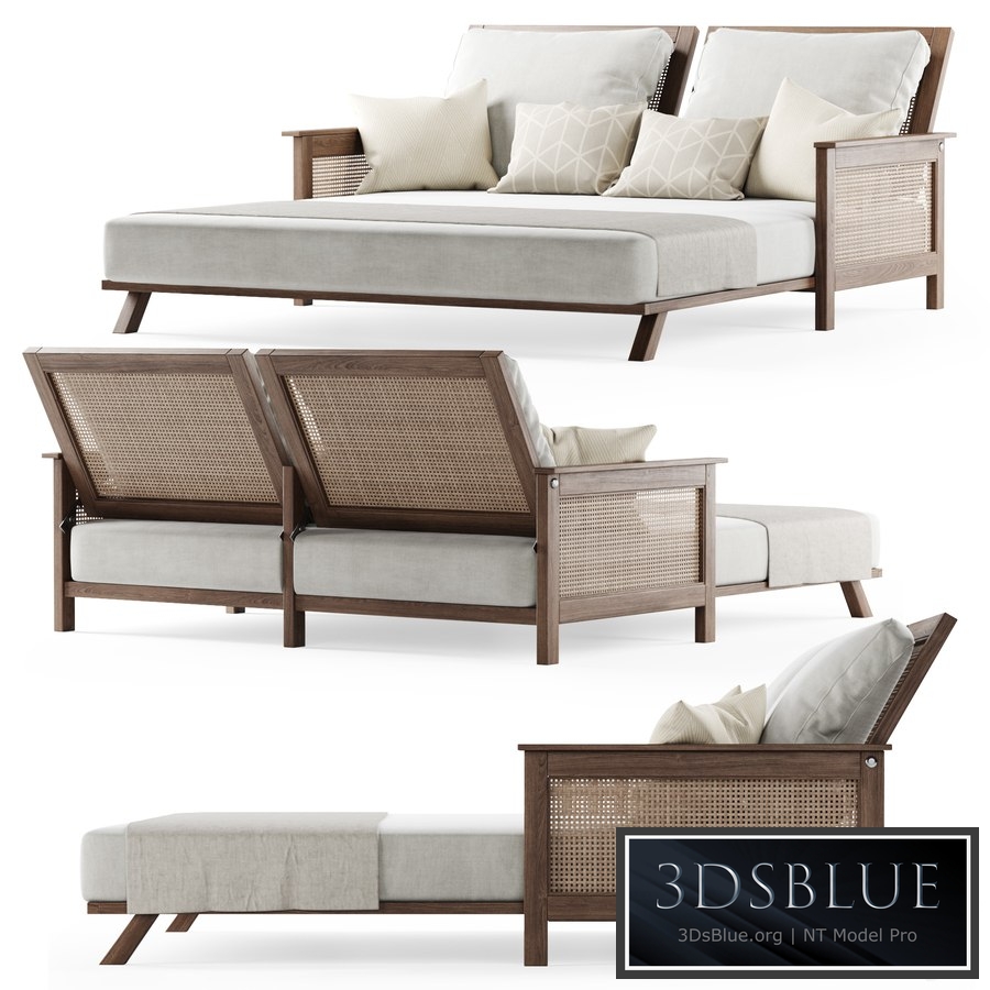 Wooden double daybed