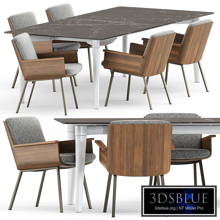 DAIKI OUTDOOR DINING LITTLE ARMCHAIR and PENTHOUSE Table by Minotti