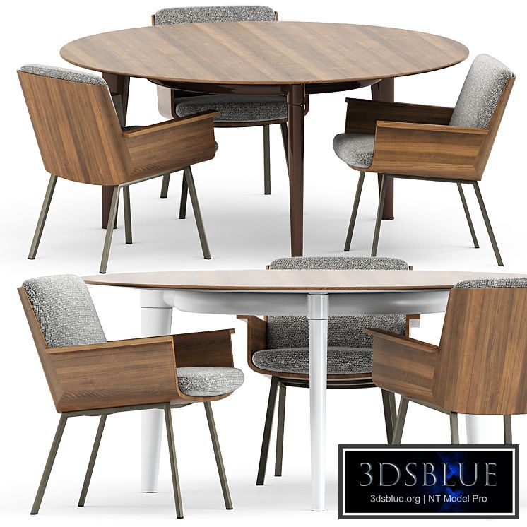 DAIKI OUTDOOR DINING LITTLE ARMCHAIR and PENTHOUSE ROUND Table by Minotti