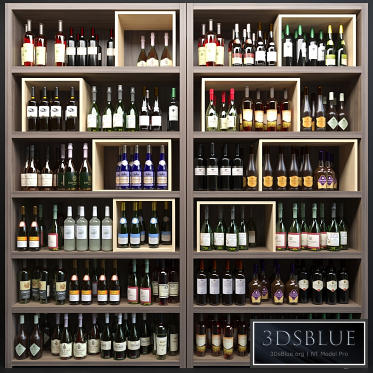 Large wine cabinet with sparkling wine. Wine collection