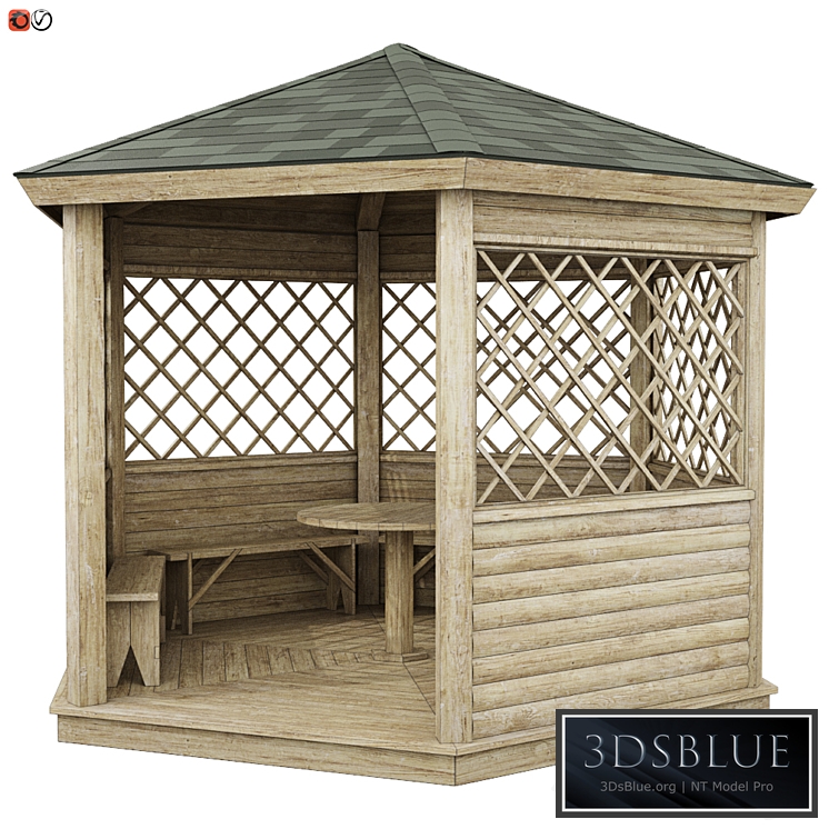 Garden Gazebo made of wood 02 