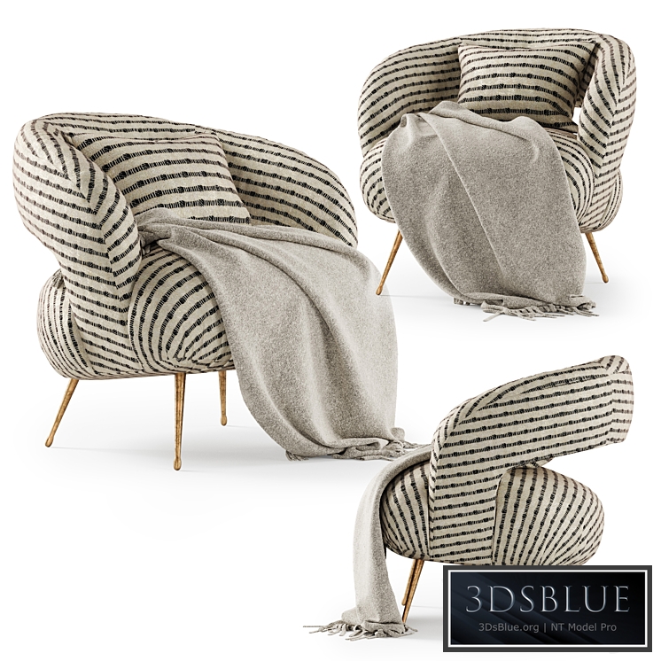 Kelly Wearstler Laurel Lounge chair with plaid / Laurel Lounge chair