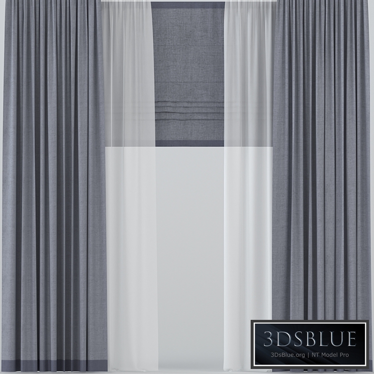 Straight curtains with tulle and roman