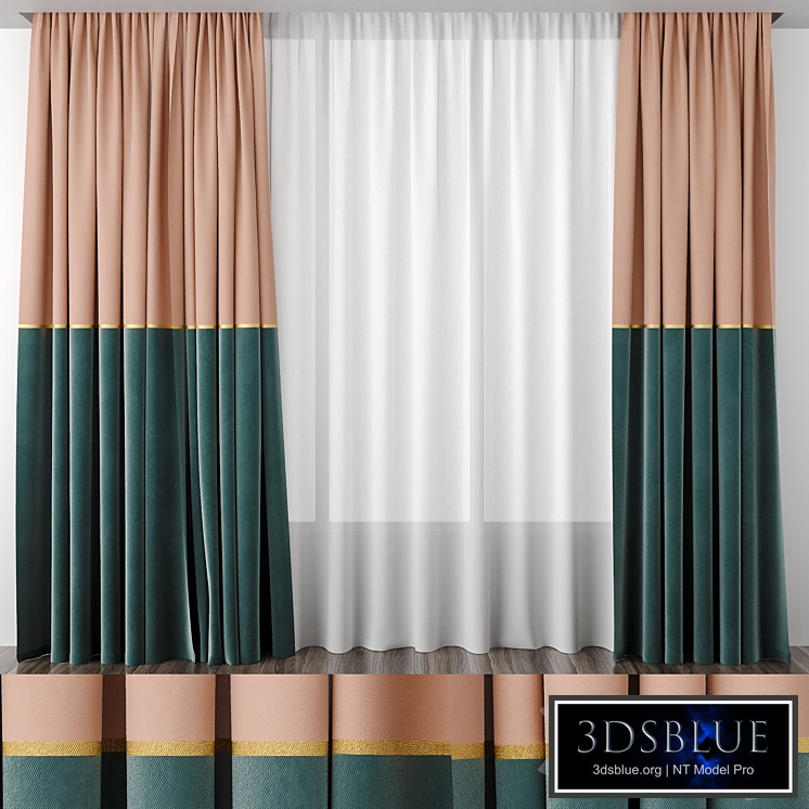 Curtains peach and emerald 50/50