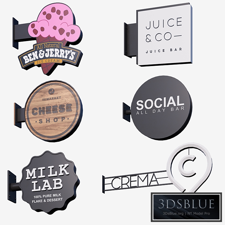Set of console signs for cafes and shops