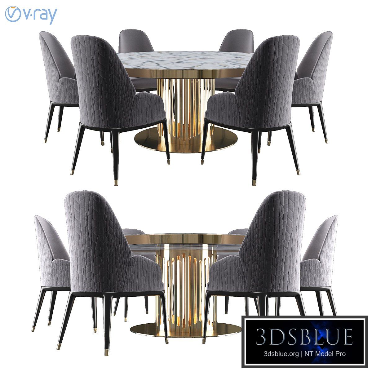 Charisma Collection-Round table with MARBLE top