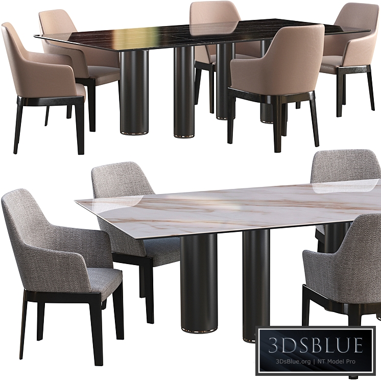 Dining table Cattelan Italia Roll Keramik + chair Molteni Chelsea