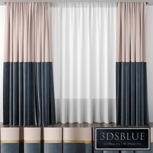 Curtains baked milk and gray-blue 50/50