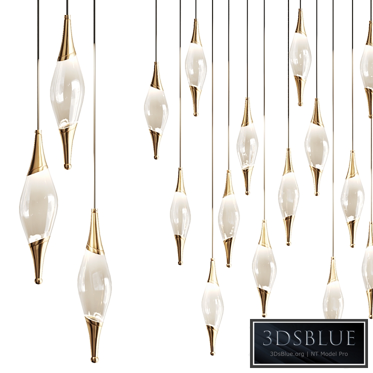 Drop pendant lamp with metal tips FAME