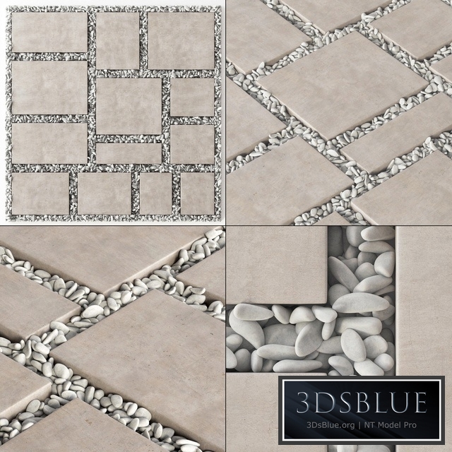 Paving tile square pebble n2 / Paving tile square of pebble slabs