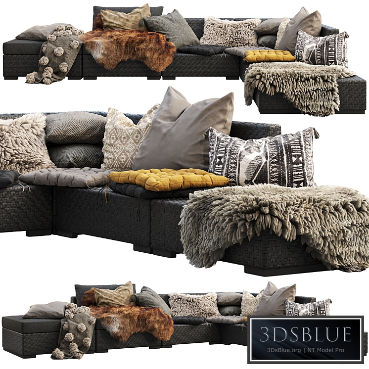 Brown Jordan 4M outdoor wicker modular sofa