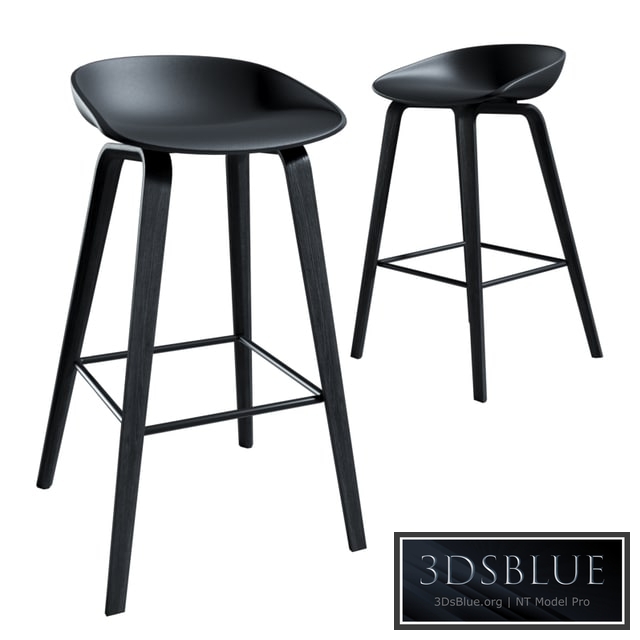 Black wooden bar stool