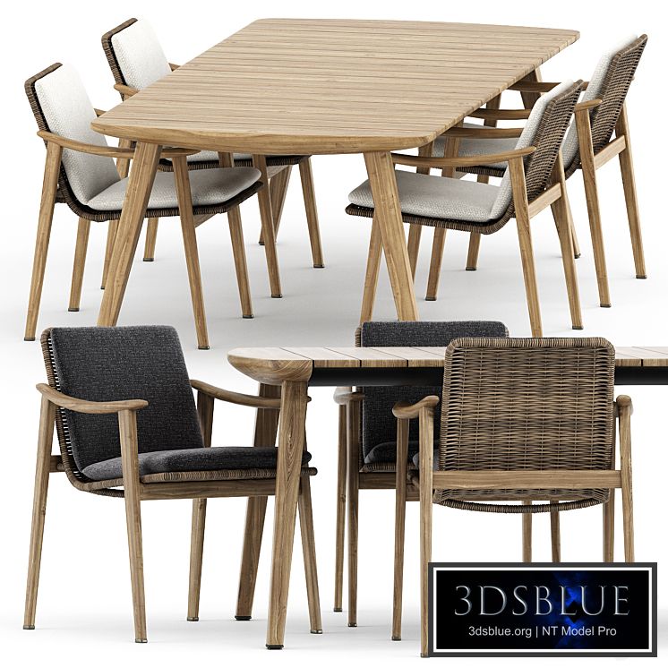 Fynn Outdoor chair and Fynn Dining Outdoor table by Minotti