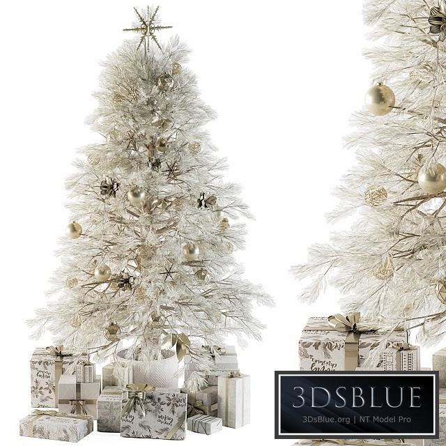 Christmas Decoration 01 - Christmas White Tree with Gift