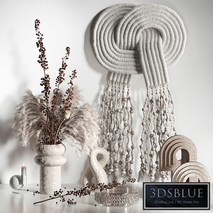 Decorative set 05 with Macrame and berry branch