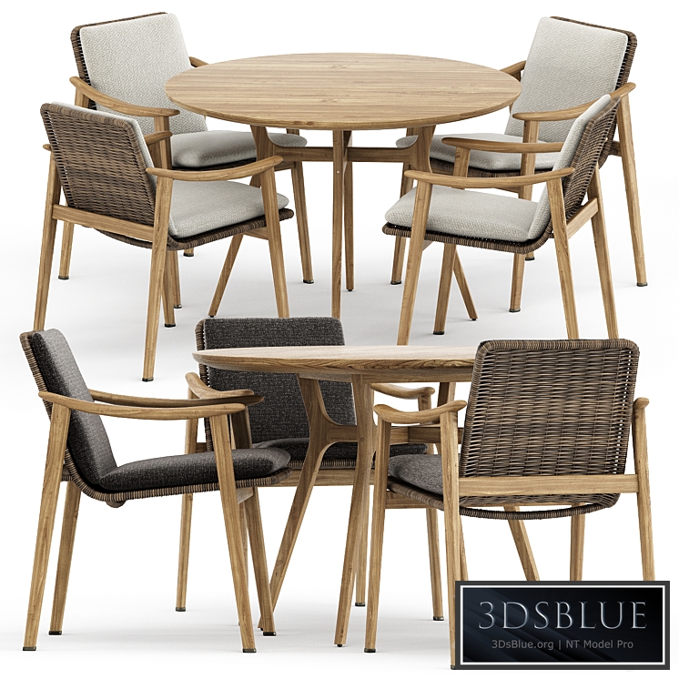 Fynn Outdoor chair by Minotti and Ren Dining table C1100 by Stellarworks