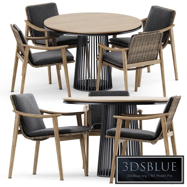 Fynn Outdoor chair by Minotti and Grid table by solpuri