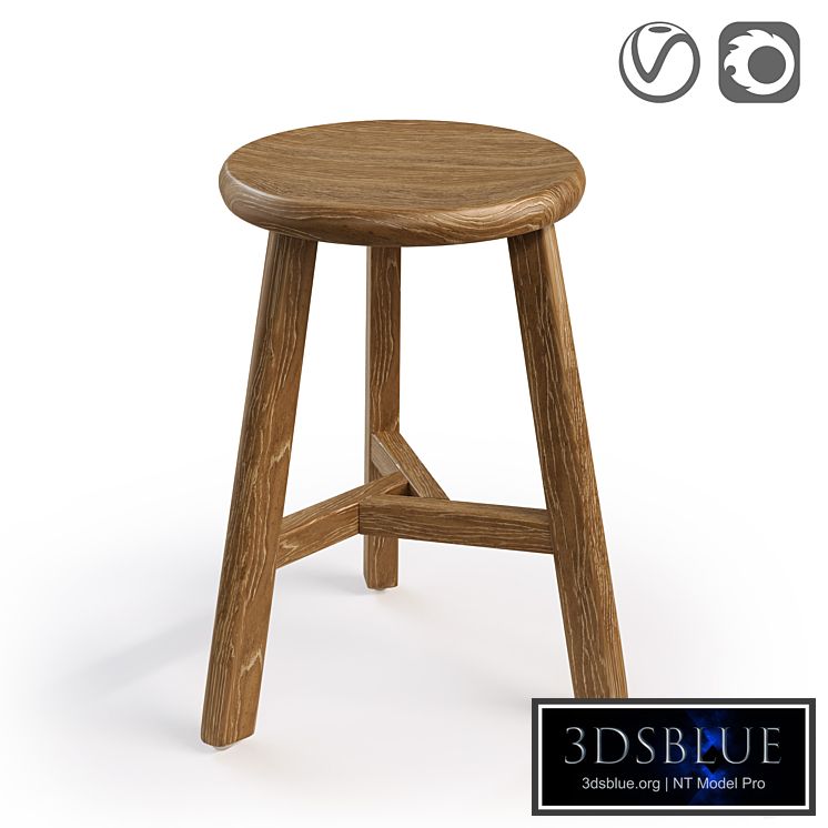 Solid elm stool, ASAYO