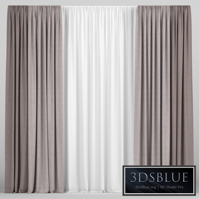 Curtains in two colors with tulle