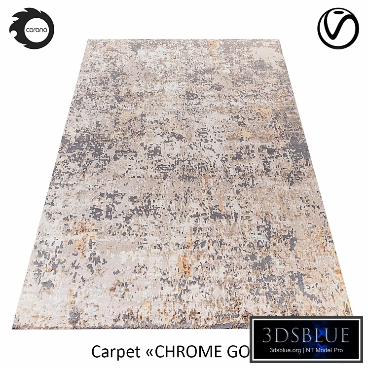 Indian wool rug "CHROME GOLD" ABSTRACT-1-MULTI