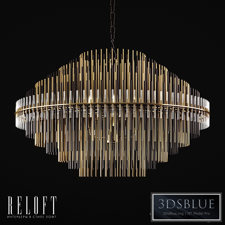 Round chandelier Emile in metal and glass