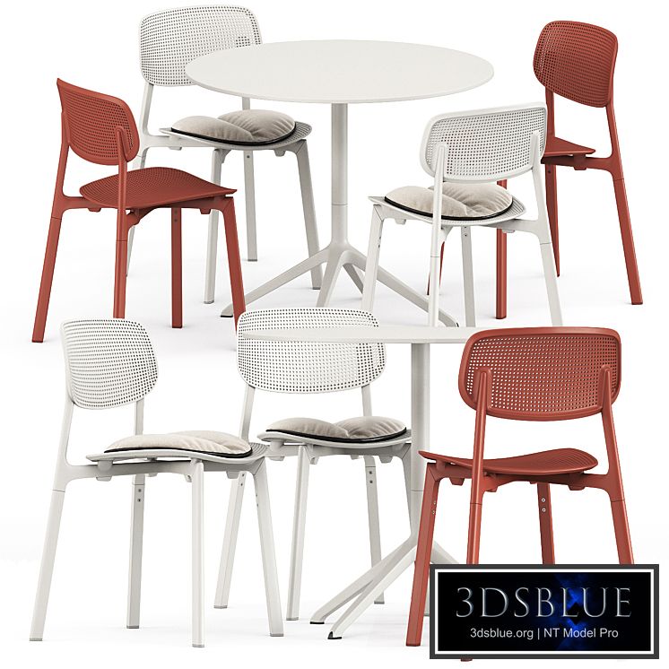 Colander chair and Elephant round table by Kristalia