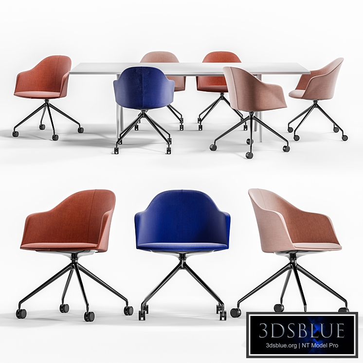 Arper Cila Armchair Trestle Fixed and Meety Plasic Table