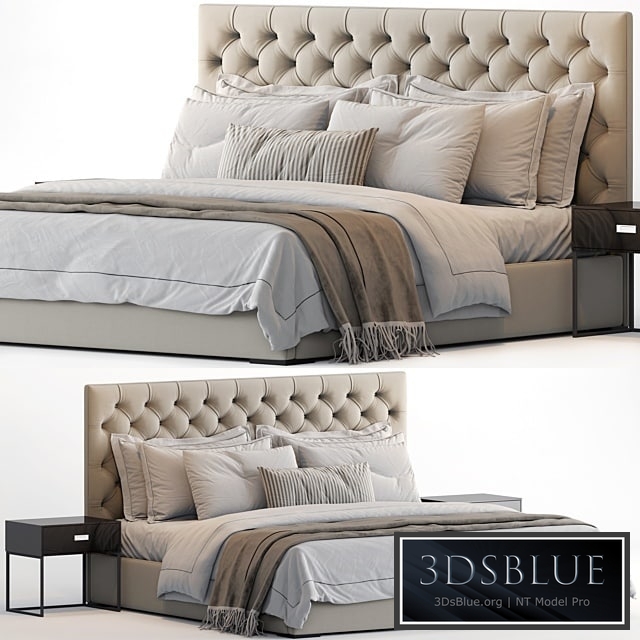 RH Adler Diamond tufted Panel Fabric Bed