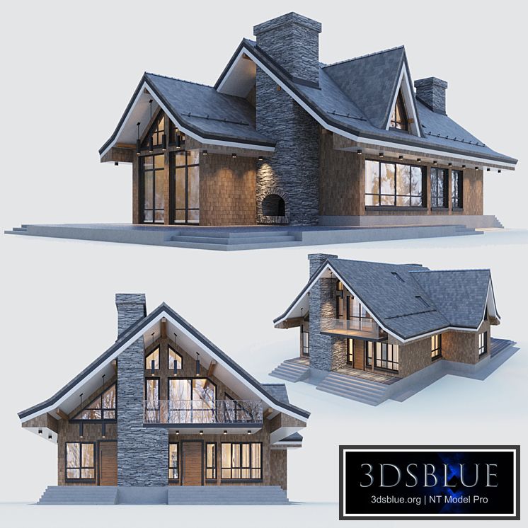 Modern half-timbered house with a residential attic