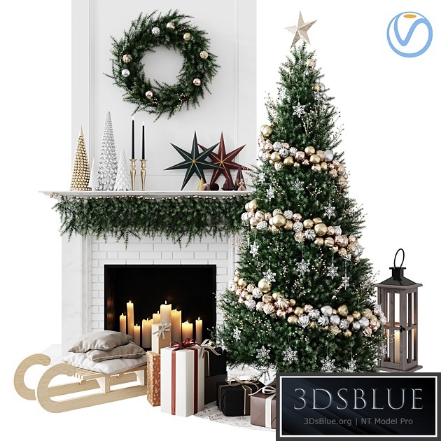 Christmas Decorative set sk_1 (Vray)