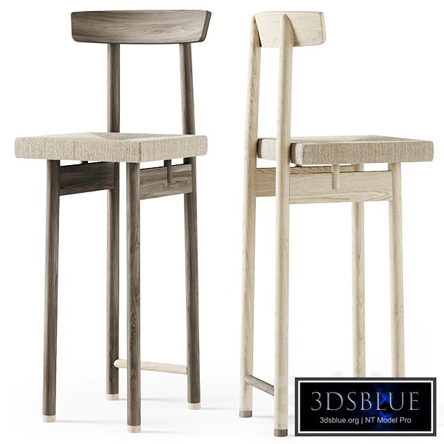 Wooden bar stool / Wicker bar stool