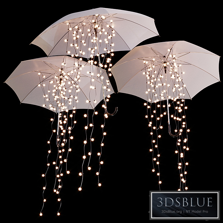 Decorative umbrellas with garlands