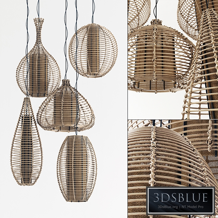 Lamp light form rotang thick n1 / Wicker chandeliers made of thin rattan No. 1