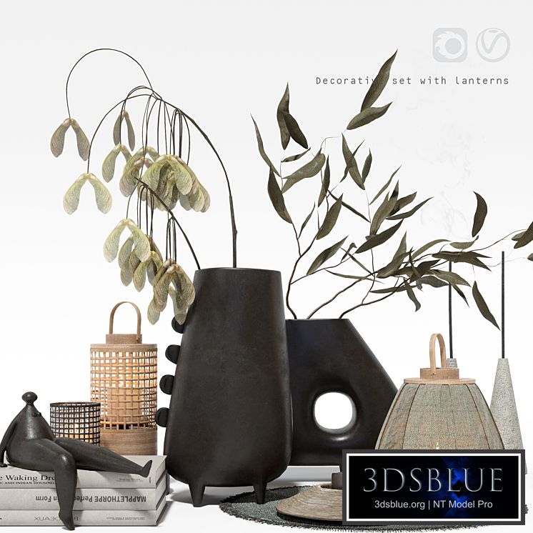 Decorative set with lanterns